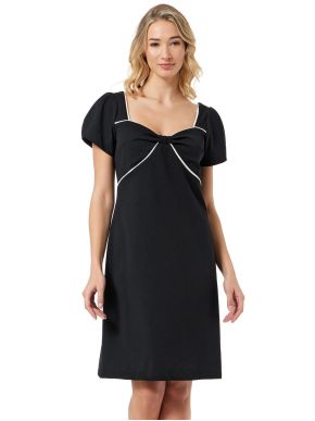 ANNA RAXEVSKY Μαύρο φόρεμα σε άλφα γραμμή με λευκό ρέλι D24113