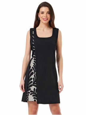 ANNA RAXEVSKY Black sleeveless dress with black lace D24116