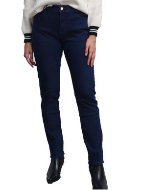FIBES Women's navy blue high waist elastic jeans 04-7235-BLUE