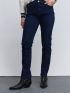 FIBES Women's navy blue high waist elastic jeans 04-7235-BLUE