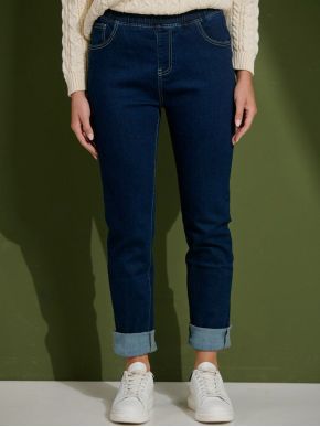 FIBES Women's navy blue elastic jeans 04-7201-BLUE