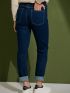 FIBES Women's navy blue elastic jeans 04-7201-BLUE