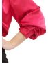 FIBES Women's Long Sleeve Satin Plain Shirt 03-6517 Fuxia