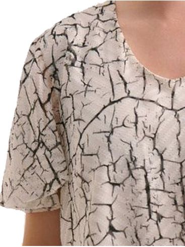 FIBES Blouse with embossed design 03-6258-WHITE