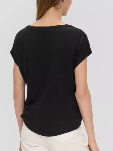 S.OLIVER Women's black oversized short-sleeved blouse 2144099-6737 black
