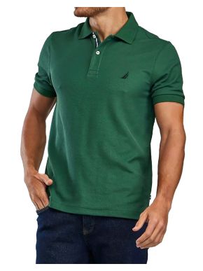 NAUTICA Men's Green Short Sleeve Pique Polo Shirt K17000 4rt Rich Teal