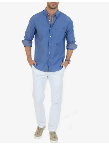 NAUTICA Ανδρικό γαλάζιο μακρυμάνικο πουκάμισο W73000-4RU Riviera Blue