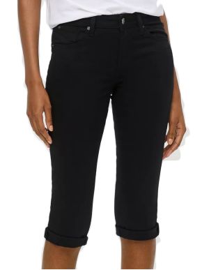 S.OLIVER Γυναικείο μαύρο ελαστικό παντελόνι κάπρι 2144124-9999 Black
