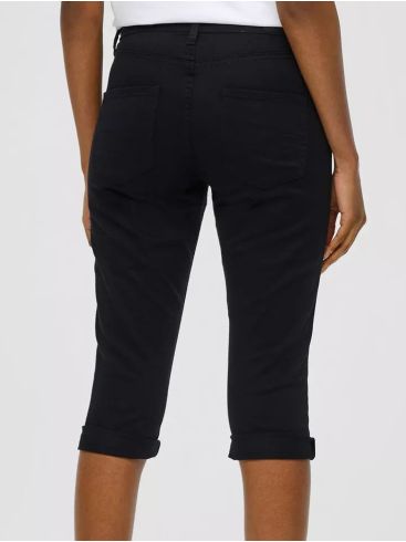 S.OLIVER Γυναικείο μαύρο ελαστικό παντελόνι κάπρι 2144124-9999 Black