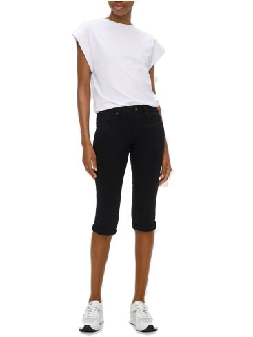 S.OLIVER Women's black elastic capri pants 2144124-9999 Black