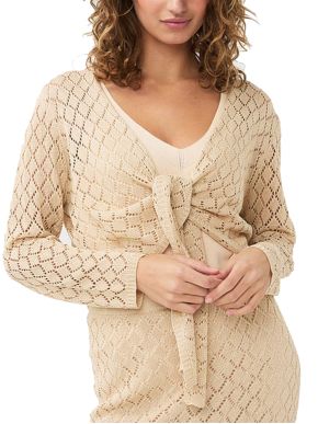 ESQUALO Women's beige knitted bolero jacket HS24 02210 SoftGold
