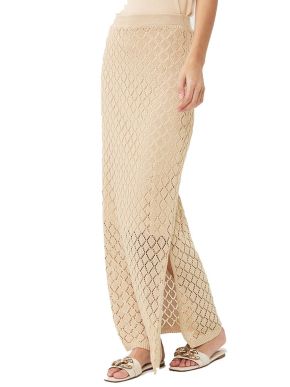 ESQUALO Dutch beige long knitted skirt HS24 02212 Softgold